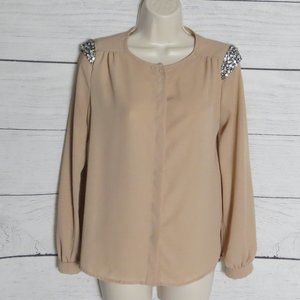 Mezzanine Blouse with Rhinestone Shoulders-damaged